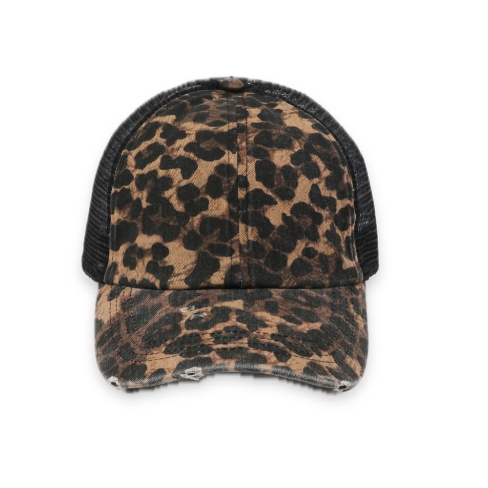 David And Young Leopard Print Mesh Baseball Cap - Picture 2 of 8